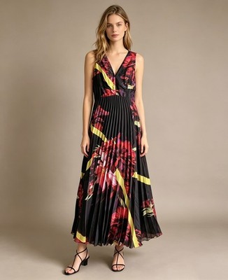 NWT Coast Women Maxi Floral Pleated Dress WEDDING VACATION Size 12