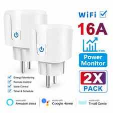 2er Set WLAN Steckdose 16A Strommessung Tuya Smart Life Alexa Google Home Timer