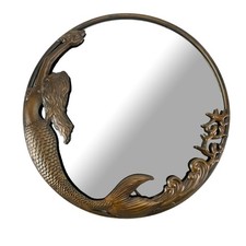 Zeckos Bronze Mermaid Mirror – 20-Inch Nautical Accent for Coastal Home Decor