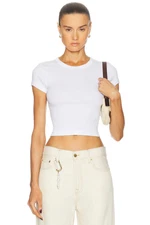 ENZA COSTA Supima Baby Rib Cropped Tee White S $120 E1 318
