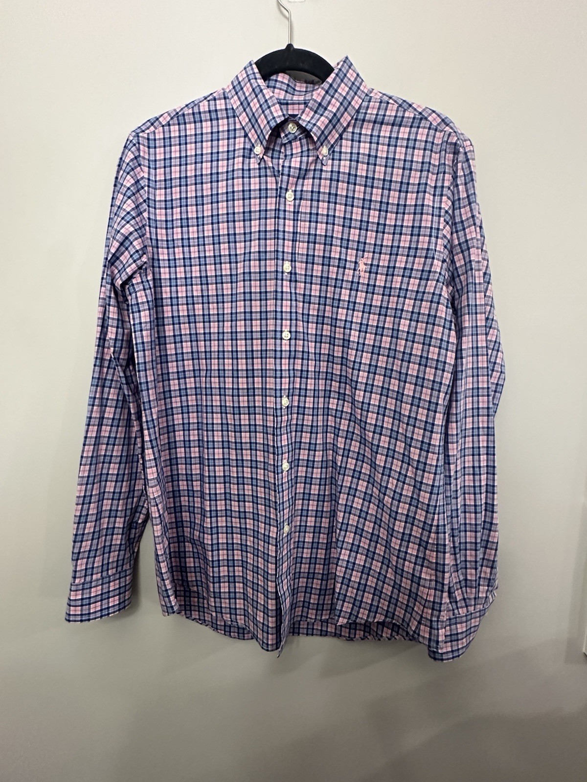 Polo Ralph Lauren Men’s Blue-Pink Check Long Sleeve Button Up Size S