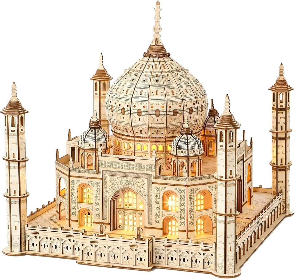 3D Wooden Taj Mahal Puzzle with LED Light, DIY Architectural Model Kit, 388 PCS - Image 2 of 4
