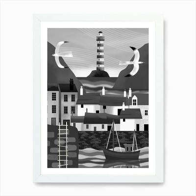Blackrock Leuchtturm Kunstdruck gerahmt Wandbild Poster Leinwanddruck Bild