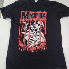 Misfits Logo Death Comes Ripping Art Black Shirt Punk Band Size Unknown Used