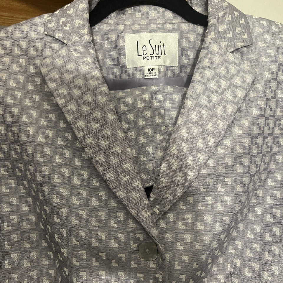 Le Suit Mujer 2 Piezas Falda Traje Blazer Con Botones Gris Cuadros Carrera. Talla 10P Foto 2 de 4