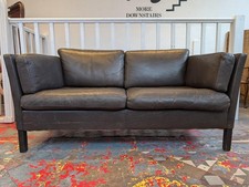 1970s Mid Century Danish Leather Two Seater Sofa. Vintage/Retro/Couch