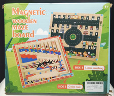 Magnetic Wooden Maze Board 2 in 1 Letter Matching Color Maze Kids Toy Ages 3 