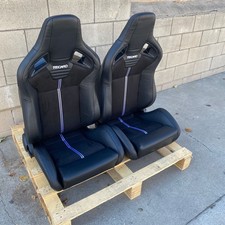 Pair Of Recaro Style Bucket Seats Suede With Black Pvc Reclinable Set Of 2 Usa Pair Of Recaro Style Bucket Seats Suede With Black Pvc Reclinable Set Of 2 Usa