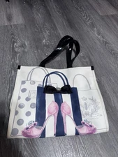My Flat In London Handbag Waxed Off White Beige Bow Shoe Shopping 