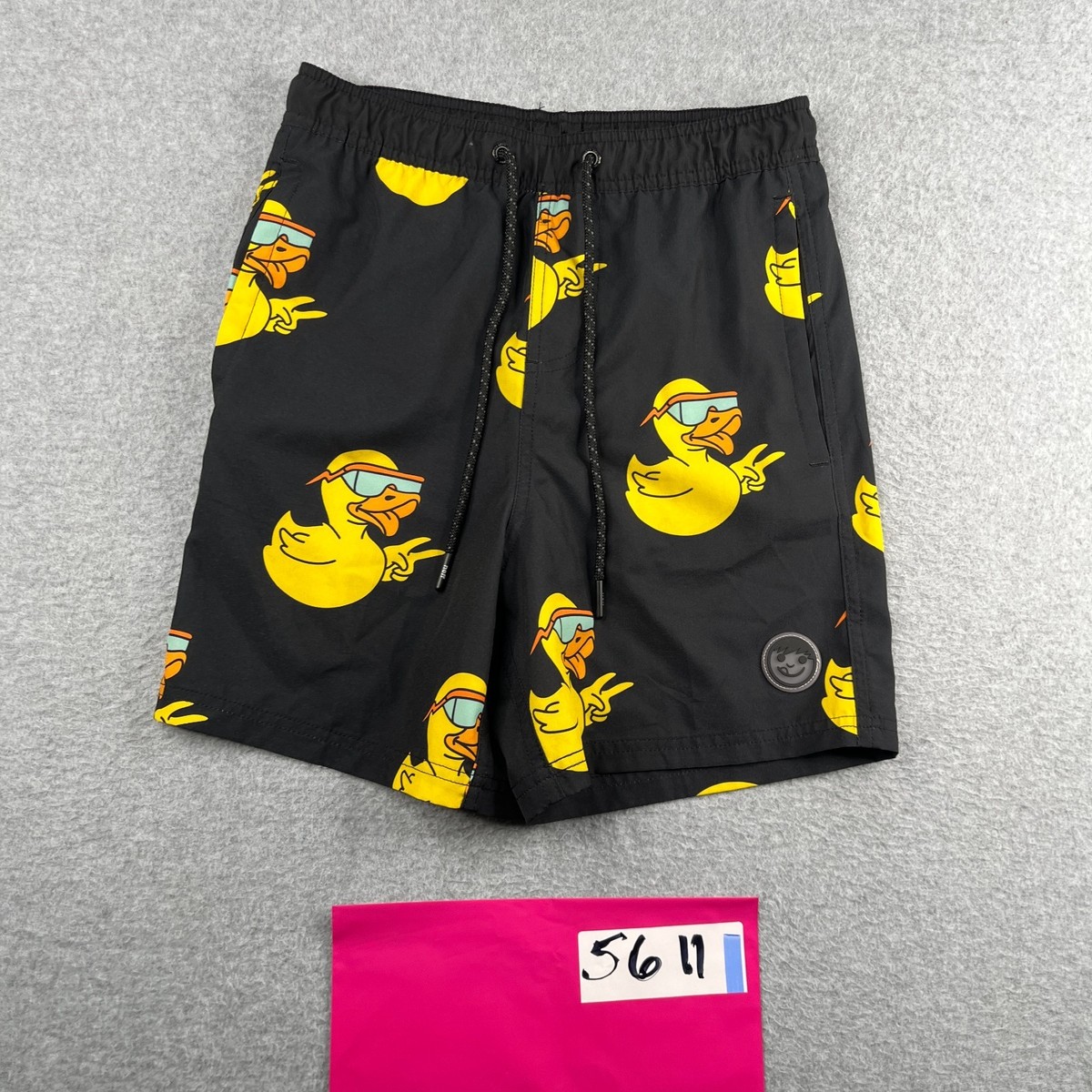 Neff Rubber Ducky Swim Trunks Mens Small Black Elastic Waist Draw