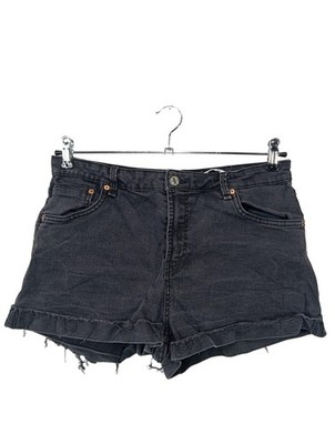 BERSHKA Jeansshorts Damen Kurze Hose Gr. DE 42 schwarz Street-Fashion-Look
