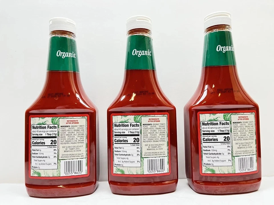 Paquete de 3 unidades de ketchup orgánico Trader Joe’s de 24 oz -1 lb 8 oz- cada uno Foto 3 de 3