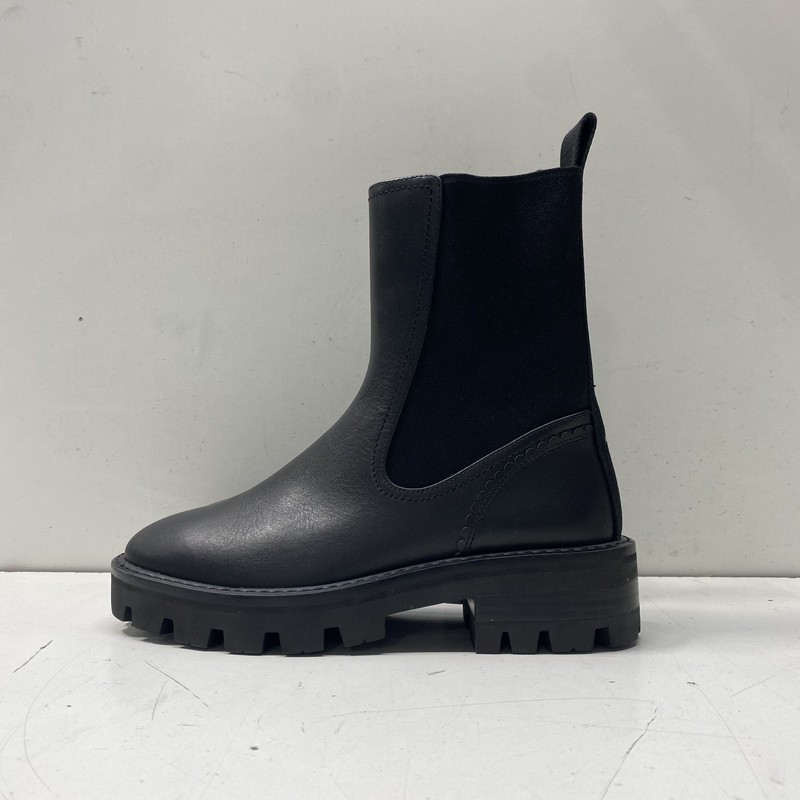 Kate Spade New York Piper Chelsea Boot Black Leather Lug Sole Women's Size 8B