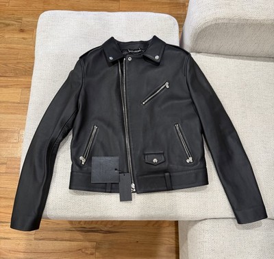 PHILIPP PLEIN Biker Leather Jacket Size XL Black
