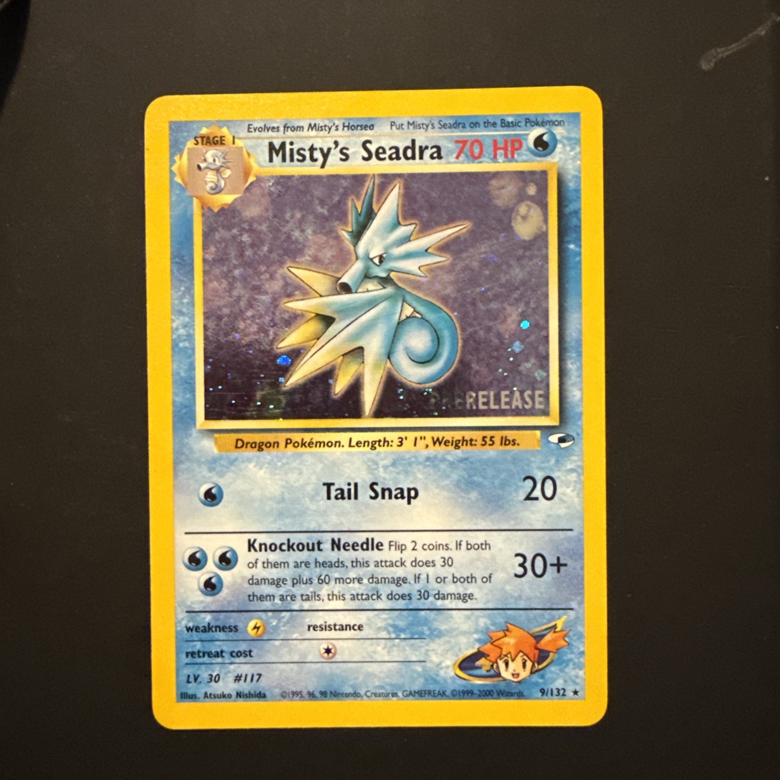 Pokemon TCG Misty's Seadra Prerelease 9/132 Gym Heroes Holo NM/LP