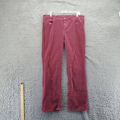 NYDJ Jeans Womens 12 Red Corduroy Marilyn Straight Five Pocket Stretch