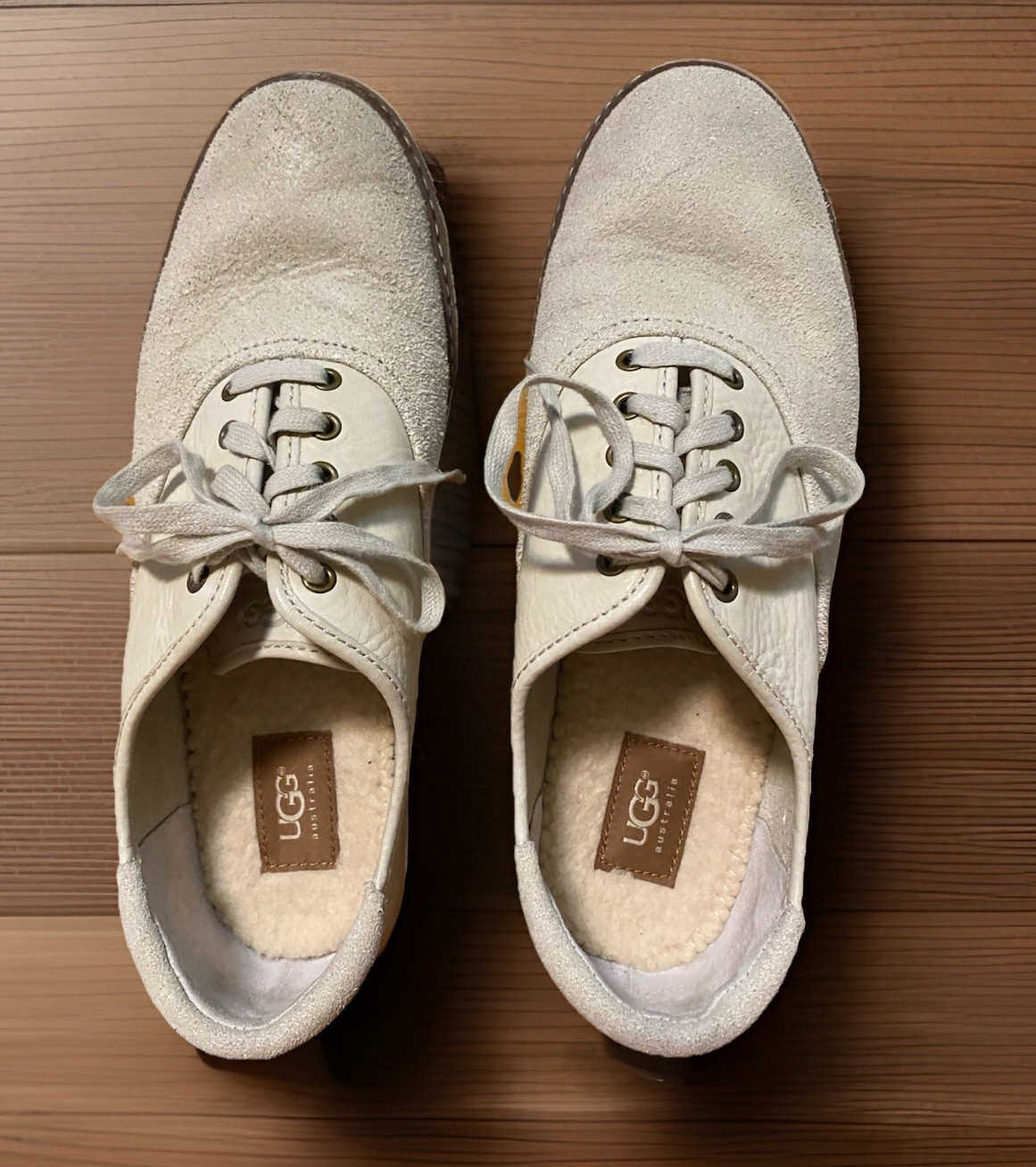 SAOLA Oxford Ugg uomo beige taglia 10 pelle scamosciata e testurizzata stringate fodera lana