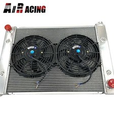 Universal Aluminum 2 Row Racing Radiator Rear Universal +2x 10" Fan +Bracket