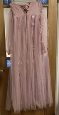Faeriesty XS Pink Off-Shoulder Evening Prom Dress Appliqué Fairy Ball Gown Dress