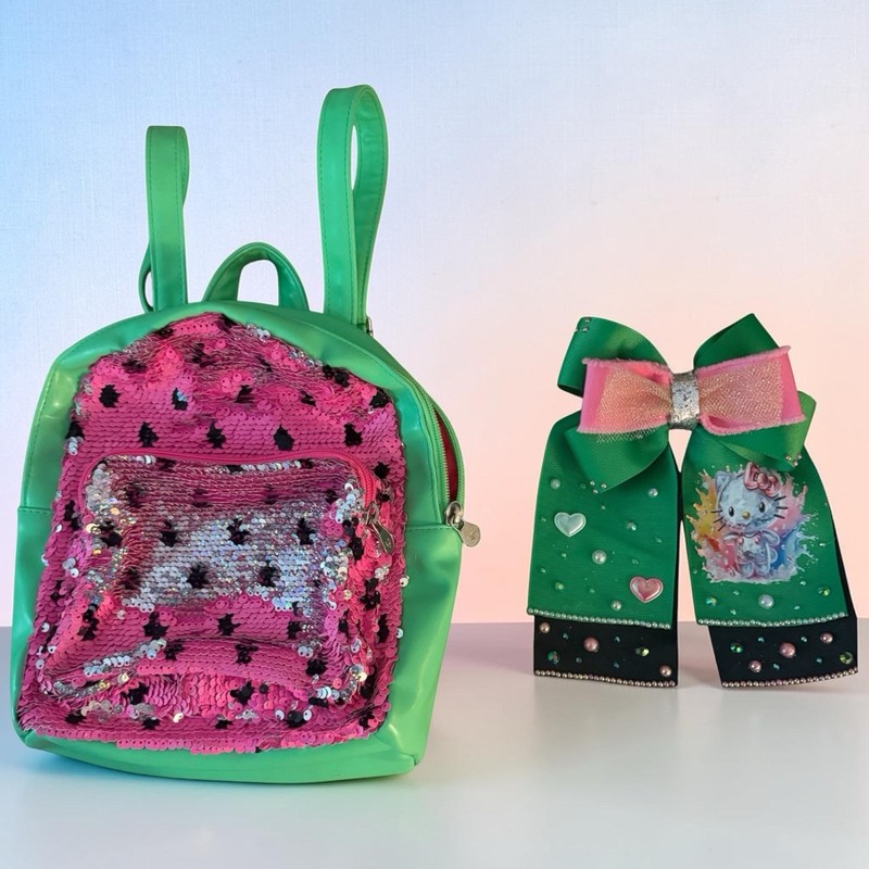 Hello Kitty Rainbow Backpack & Set Sequin hair bow set