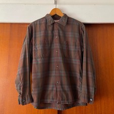 Vintage 1950s 1960s McGregor Brown Plaid Loop Collar Cotton Men's Small
