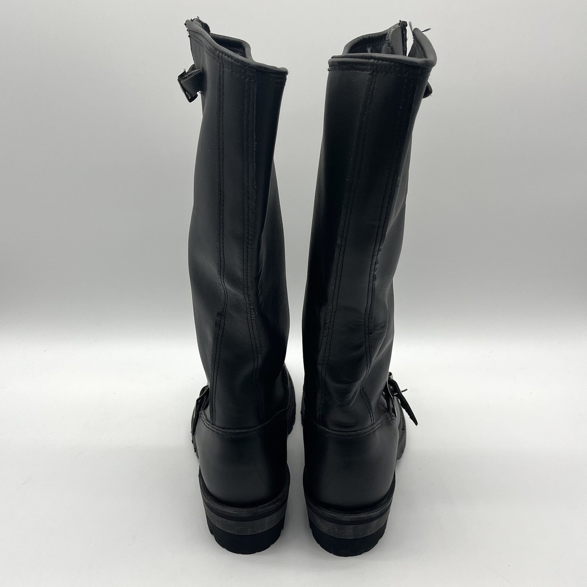 Vintage Carolina Engineer Boots Mens 7.5 Black Leather Steel Toe 