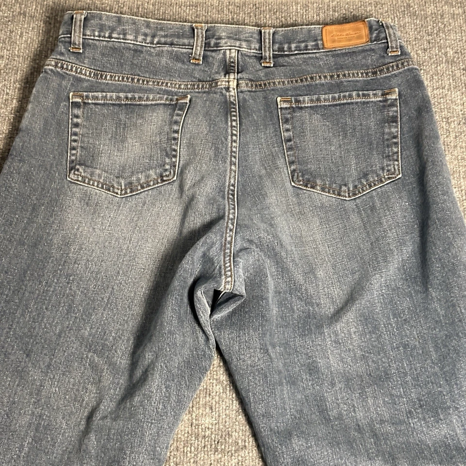 Eddie Bauer Flannel Lined Jeans Womens 14 Natural Fit Blue Denim Red Plaid - Image 3 of 4