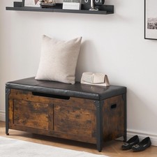 Wooden Shoe Storage Bench with Cushion Seat – Hallway Entryway Organizer Cabinet