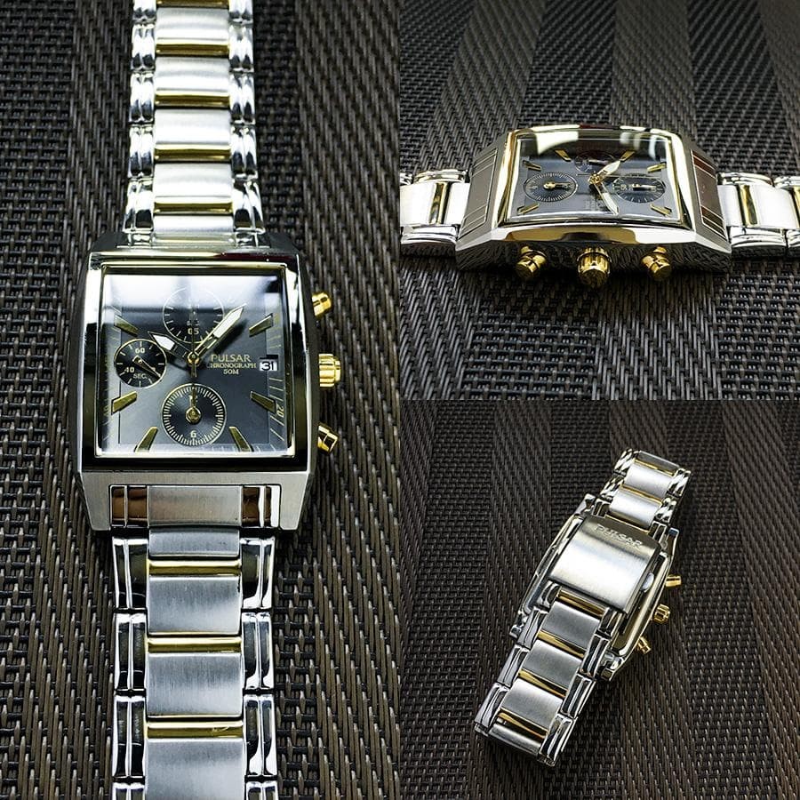 PULSAR Chronograph Rectangular Watch Stainless St… - image 4
