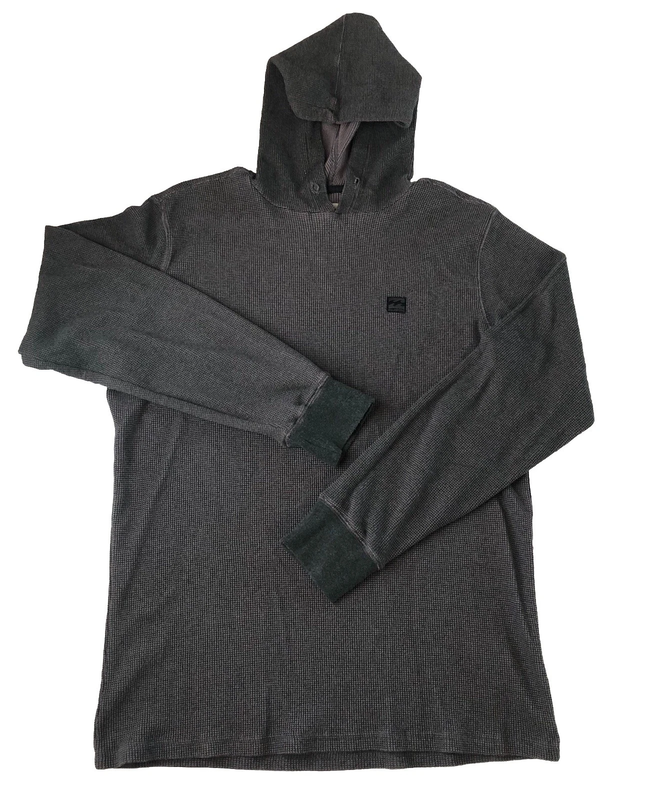 Billabong Men’s Lightweight Pullover Hoodie Waffle Knit Gray Size Large