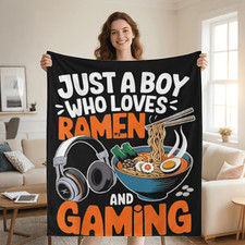 Ramen Gaming Fleece Blanket: Cool Pattern, Cozy Plush Lightweight Warm