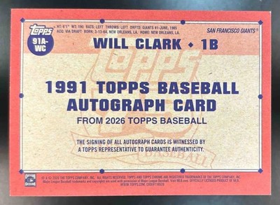 Will Clark auto 証明書有 2024 Topps Triple Threads Autograph Relics Amethyst Will Clark