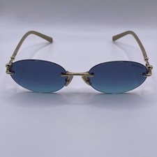 Tiffany Co TF3104-D Sunglasses Blue Lenses Soft Gold Rimless 56-18-140