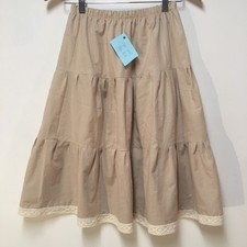 Skirt ORGANIC Girls M 8 Maxi Tan Ruffle Tier 100 Cotton Lace Mom and Pop's Kids