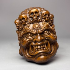 2.7" China Exquisite Boxwood Handmade Carved Fengshui Buddha Statue B076