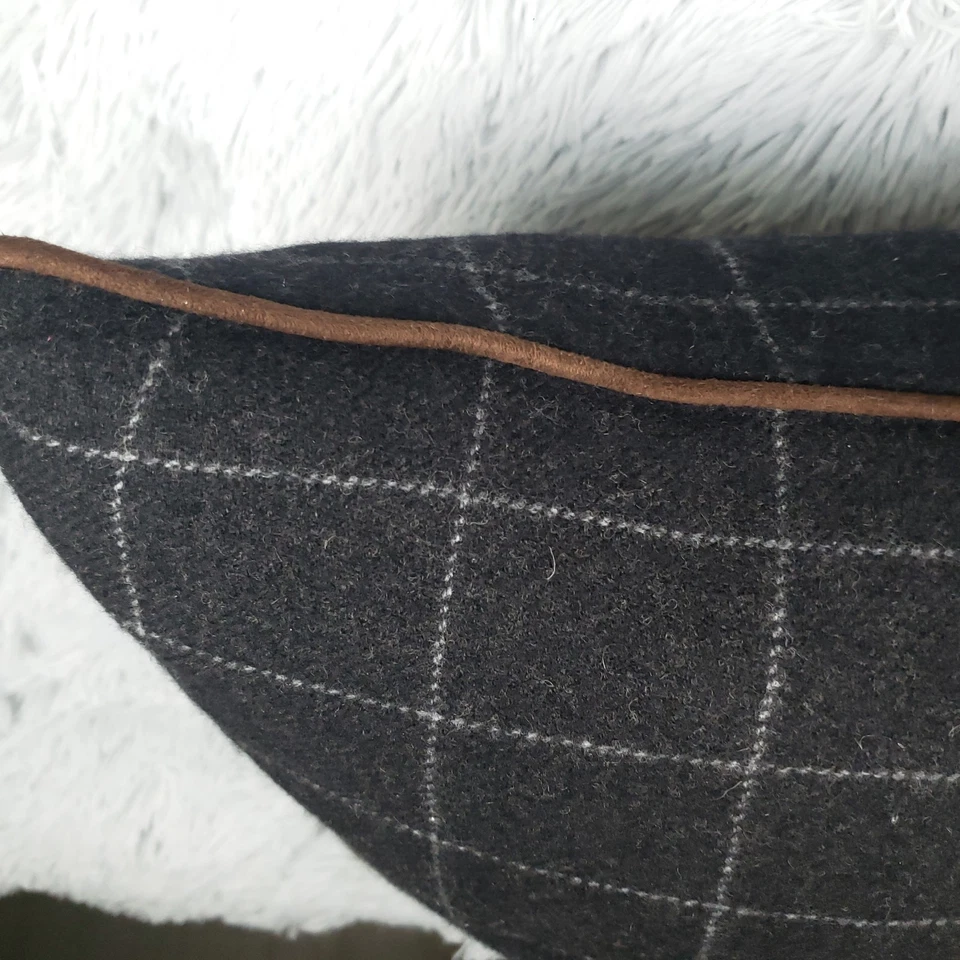 Almohada Ralph Lauren Hughe Lana Negra 18x18 Cuadros Ventana Panel Borde Marrón Foto 4 de 4