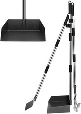 Metal Pooper Scooper for Dogs Long Handle Tray Spade Rake Set Pet Waste Removal