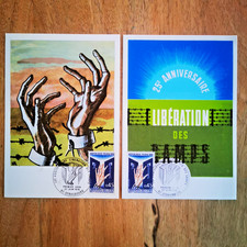 ⭐ FRANCE 2 Cartes FDC Maximum Libération Camps 1970 1er Jour Timbre Poste ⭐