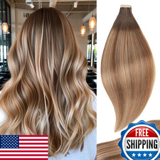 18" Remy Tape-in Human Hair Extensions 20pcs Chestnut Brown