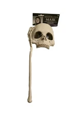 Skeleton Masquerade Mask Skull Head On Stick Arm Halloween Costume Accessory