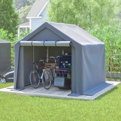 BIRCHTREE Storage Tent 8X8FT Garden Waterproof Anti-UV Bike Shed Steel Frame Zipper Door