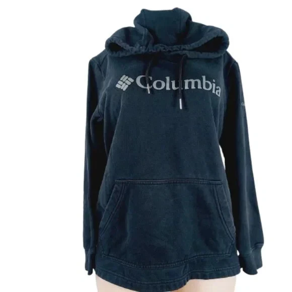 Columbia Women's Black Logo Printed Cotton Regular Fit Pullover Hoodie Size L