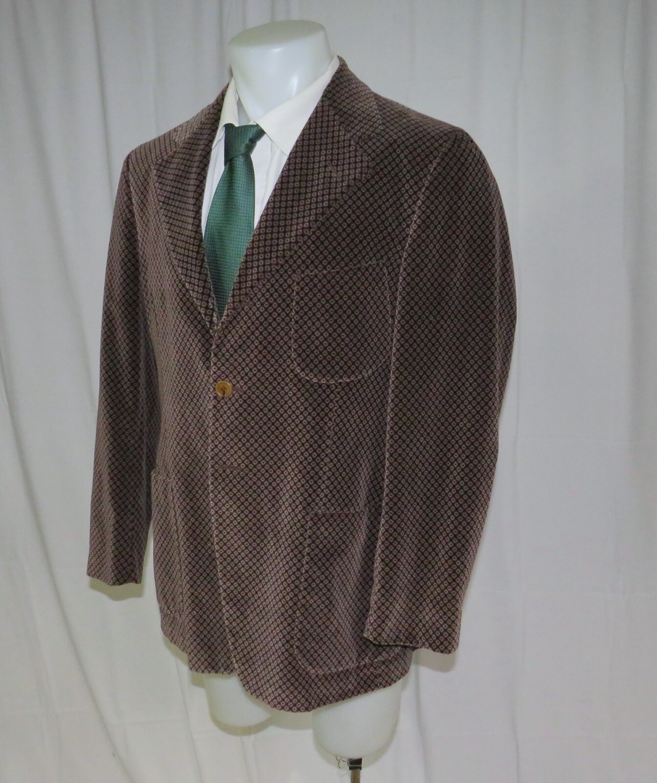 Romeo Gigli Geometric Foulard Brown Velvet Vintage Three Button Blazer 40R image 5