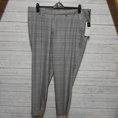 River Island Mens Grey Check Slim Fit Trousers Big & Tall W44 L32 BNWT RRP £38