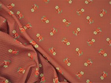 Bullet Printed Liverpool Textured Fabric Stretch Chestnut Red Yellow Floral O15