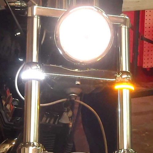 Universal Switchback White/Amber LED DRL Turn Signal Lights Strips, Motorcycles - Picture 5 of 12