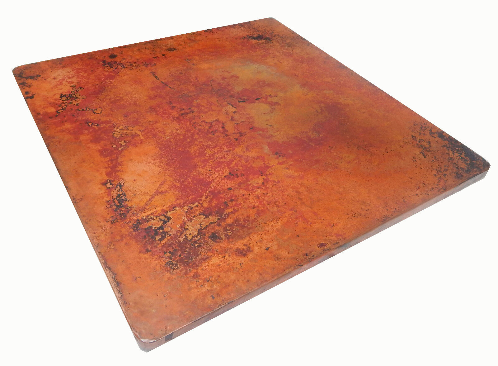 Mexican Square Copper Table Top Hand Hammered 24 Inches Natural Patina