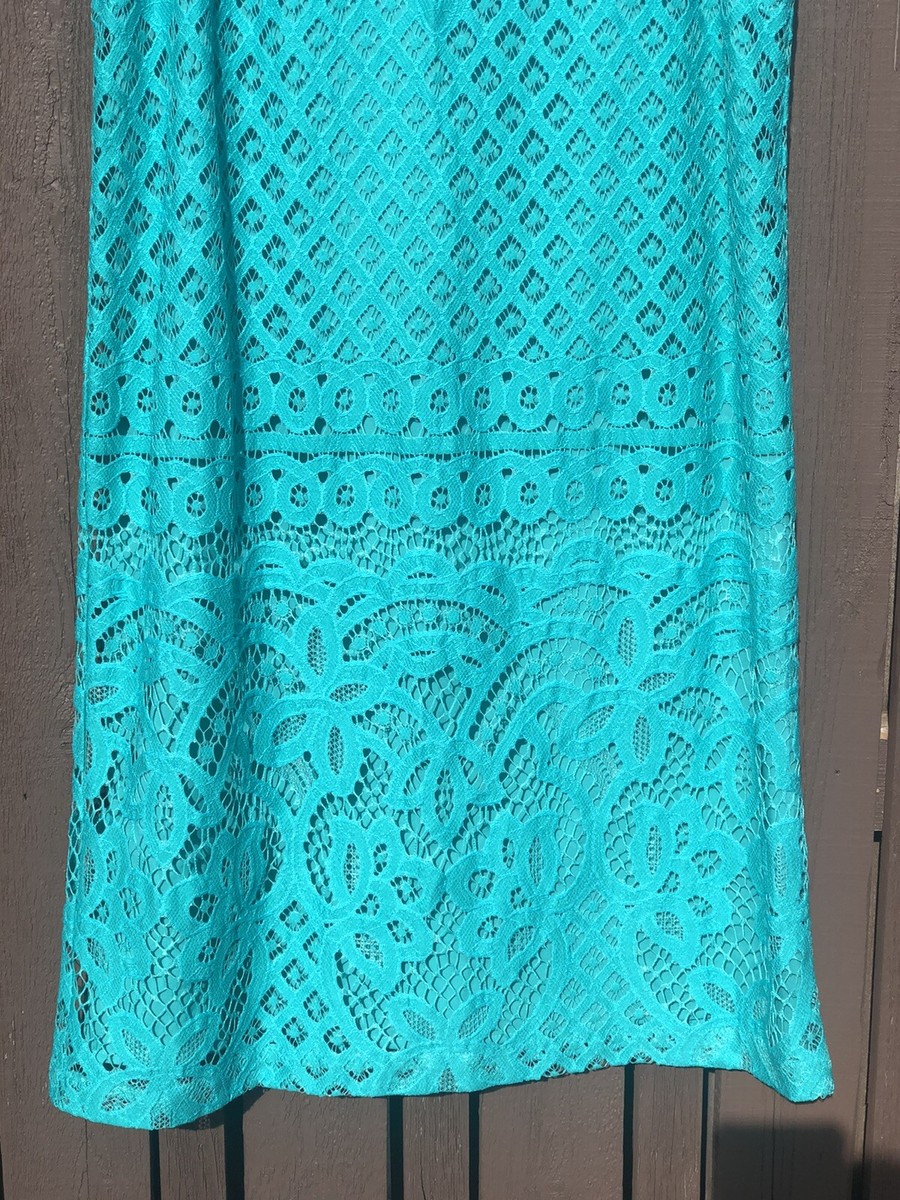 Loft Women's $98 Lace Dress Sleeveless Teal Blue Cocktail | eBay