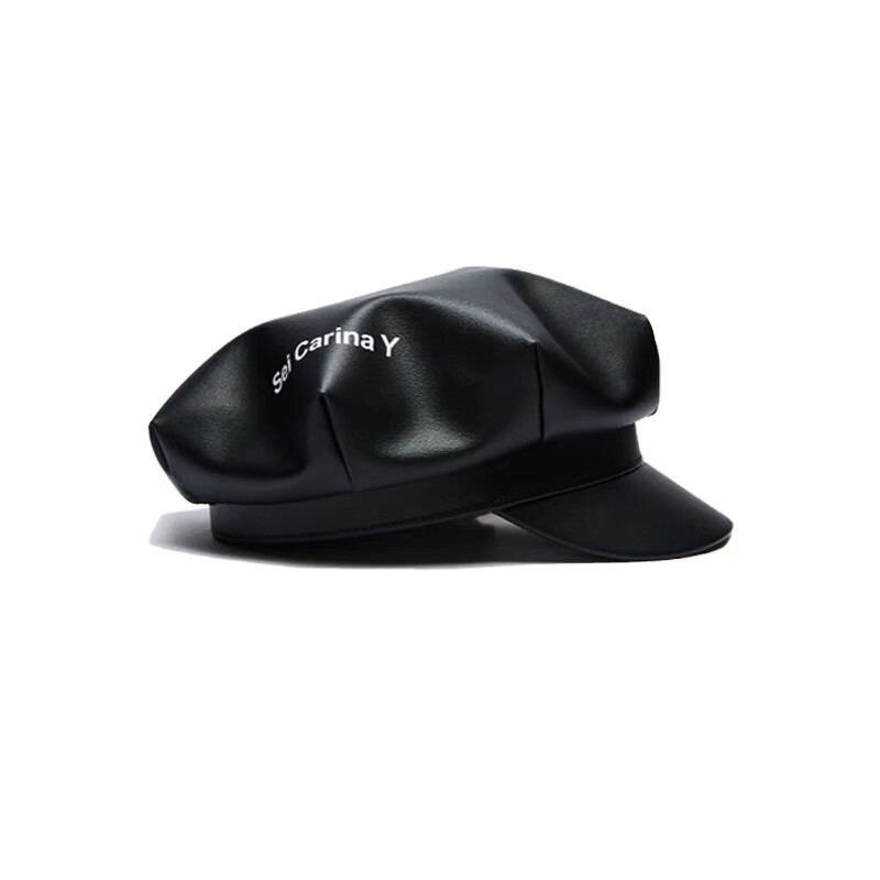 PU leather Octagonal hat Beret Sei Carina Y Waterproof  display picture 3