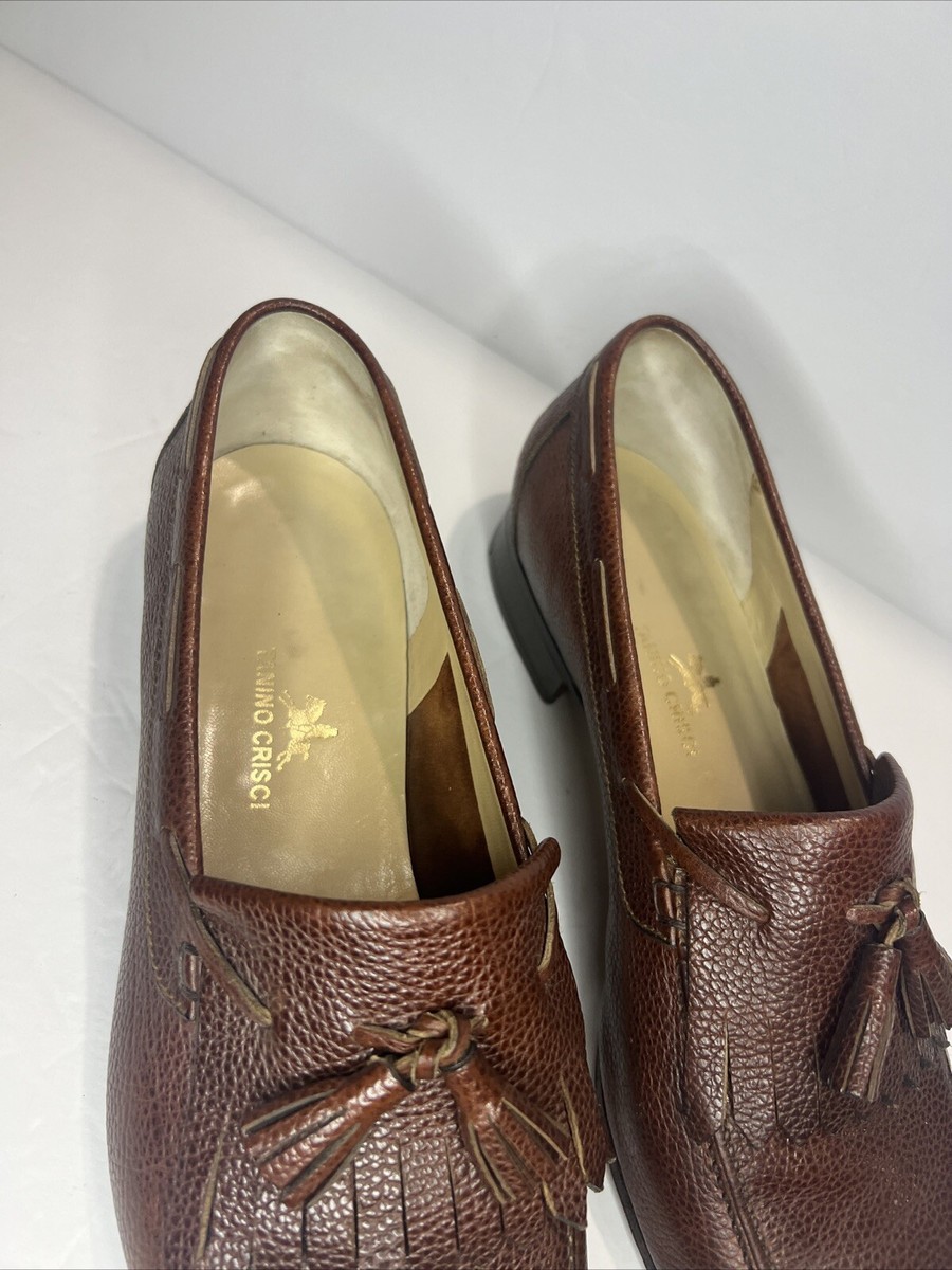 Tanino Crisci Brown Leather Slip-On Kiltie Tassel Loafers  display picture 1